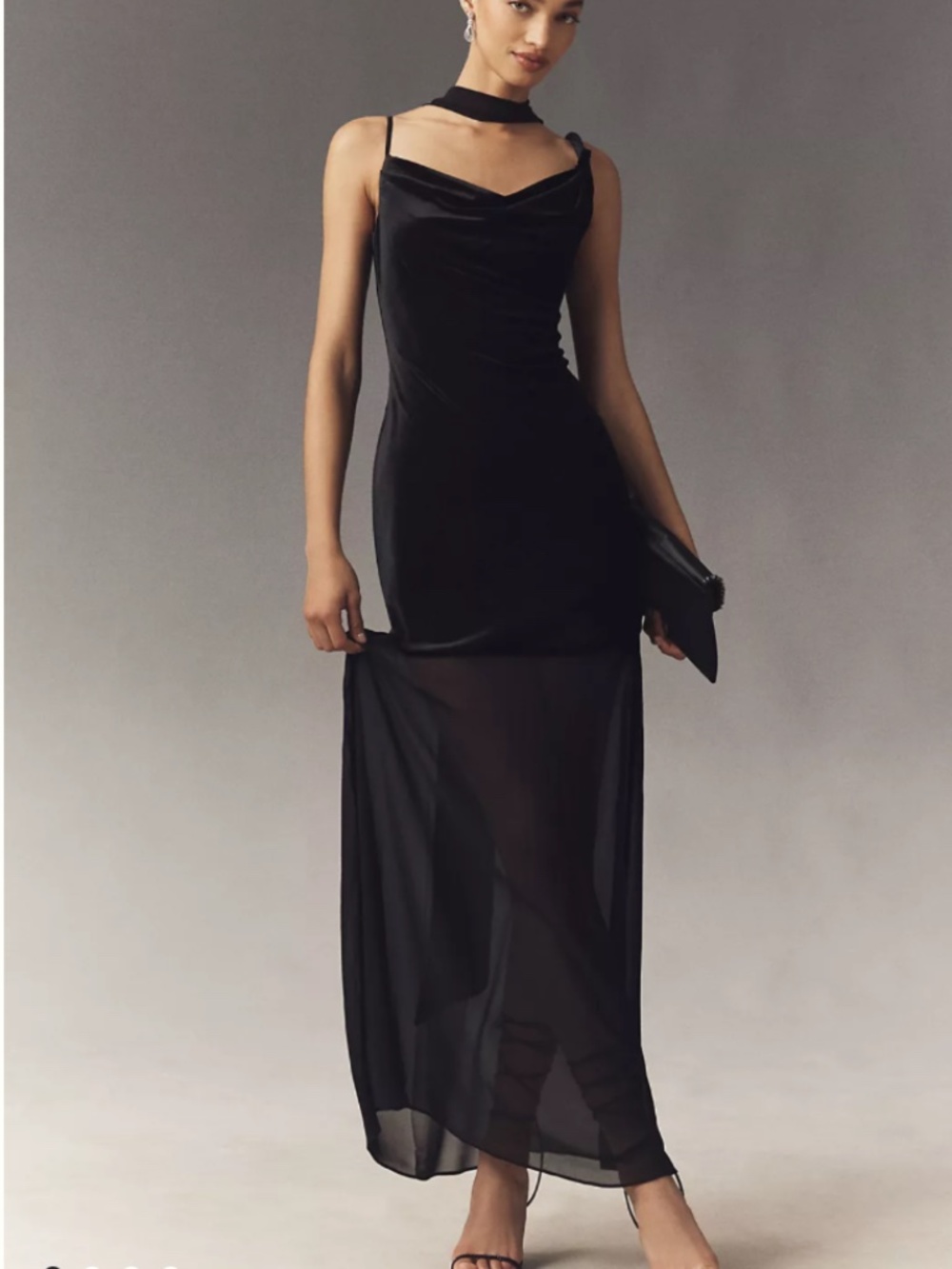 Mare Mare Scarf Neck Black Maxi Dress